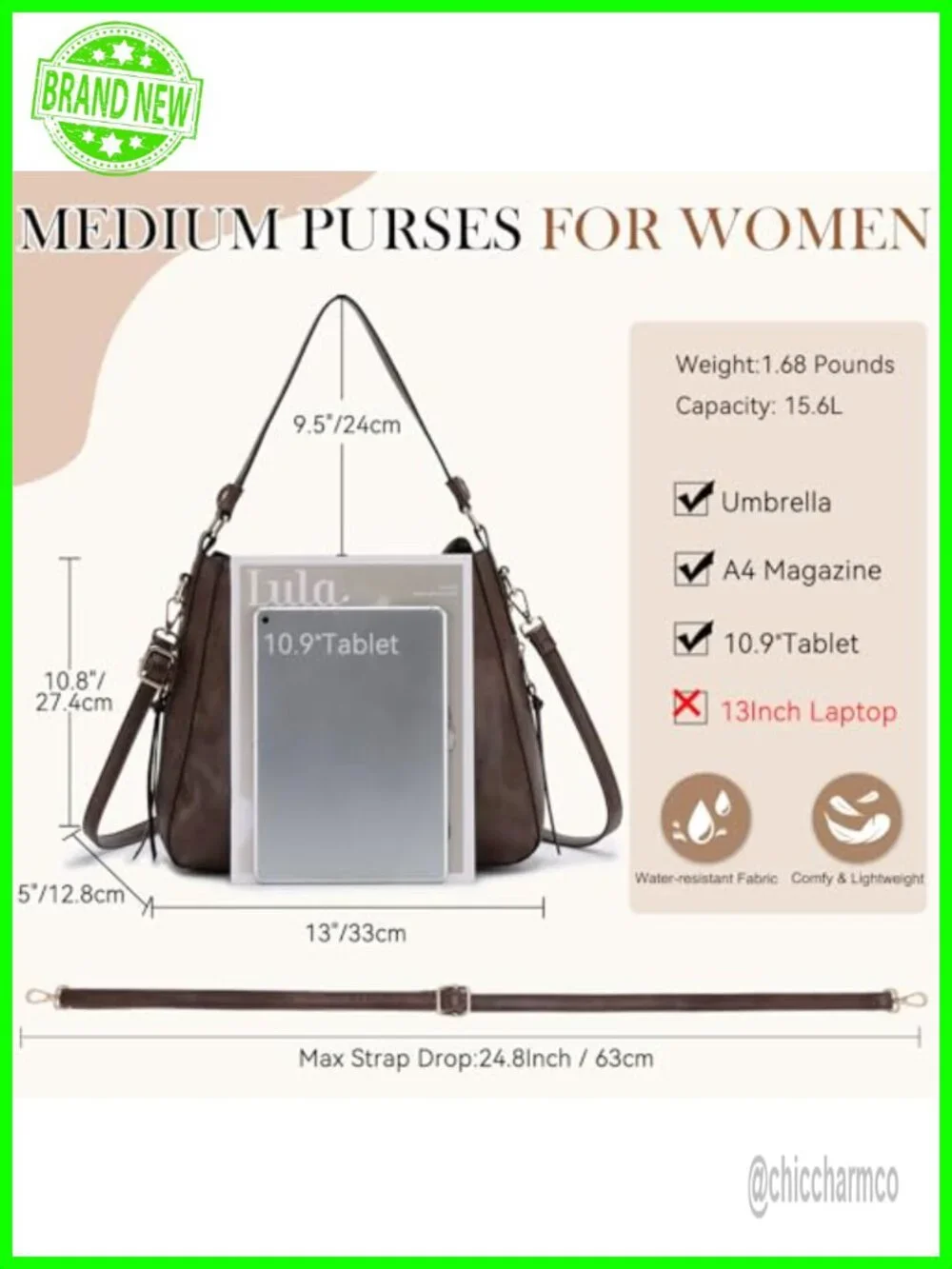 Faux Leather Hobo Shoulder Bag with Adjustable Strap for Women